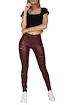 Colanți pentru femei Hugz Jeans  Wine Faux Leather Biker High Waist S