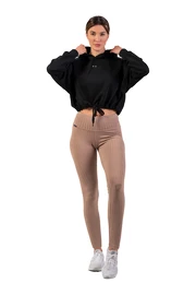 Colanți pentru femei Nebbia Organic Cotton Ribbed High Waist Leggings 405 brown