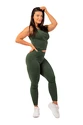 Colanți pentru femei Nebbia  Organic Cotton Ribbed High Waist Leggings 405 dark green