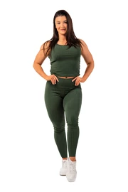 Colanți pentru femei Nebbia Organic Cotton Ribbed High Waist Leggings 405 dark green