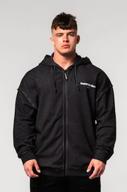 Hanorac pentru bărbați Nebbia Washed-off Zip Up Hoodie GYM BRO Black