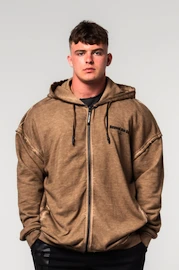 Hanorac pentru bărbați Nebbia Washed-off Zip Up Hoodie GYM BRO Light Brown