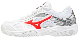 Încălțăminte de tenis pentru copii Mizuno Breakshot 3 CC White/IgnititonRed