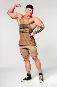 Maiou pentru bărbați Nebbia  Washed-off Oversized Stringer MAX OUT Light Brown