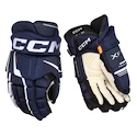 Mănuși de hochei CCM Tacks XF PRO Navy/White Junior 12 inci