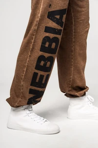 Pantaloni de trening pentru bărbați Nebbia  Washed-off Gym Sweatpants Baggy Style GYM BRO Ligth Brown