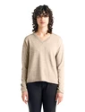 Pulover Icebreaker  Flaxen LS V Sweater Beige