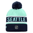 Șepci de iarnă Fanatics  Authentic Pro Game & Train Cuffed Pom Knit Seattle Kraken