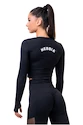 Top pentru femei Nebbia Hero Sporty Hero crop top long sleeve black