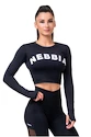 Top pentru femei Nebbia Hero Sporty Hero crop top long sleeve black