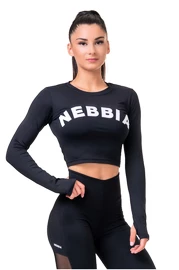 Top pentru femei Nebbia Hero Sporty Hero crop top long sleeve black