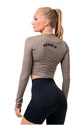 Top pentru femei Nebbia Hero Sporty Hero crop top long sleeve mocha