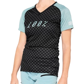 Tricou de ciclism pentru femei 100%  Airmatic Women's Jersey Seafoam Checkers