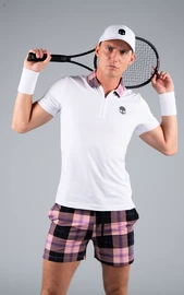 Tricou pentru bărbați Hydrogen Tartan Zipped Tech Polo White (Pink/Black)