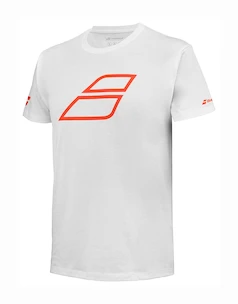 Tricou pentru copii Babolat  Strike Cotton Tee Jr White/Strike Red 8 - 10 ani