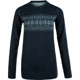 Tricou pentru femei Endurance Yalia Seamless Wool Print LS Baselayer Dark Blue