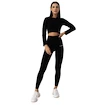 Tricou pentru femei GymBeam  FLO Ribbed CropTop Black