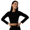 Tricou pentru femei GymBeam  FLO Ribbed CropTop Black