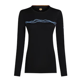 Tricou pentru femei Icebreaker Merino 200 Oasis LS Crewe Mountain Pulse Black