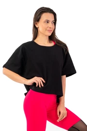 Tricou pentru femei Nebbia Organic Cotton Loose Fit “The Minimalist” Crop Top 417 black