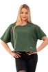 Tricou pentru femei Nebbia  Organic Cotton Loose Fit “The Minimalist” Crop Top 417 dark green