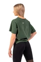 Tricou pentru femei Nebbia  Organic Cotton Loose Fit “The Minimalist” Crop Top 417 dark green