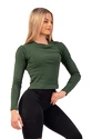 Tricou pentru femei Nebbia  Organic Cotton Ribbed Long Sleeve Top 415 dark green